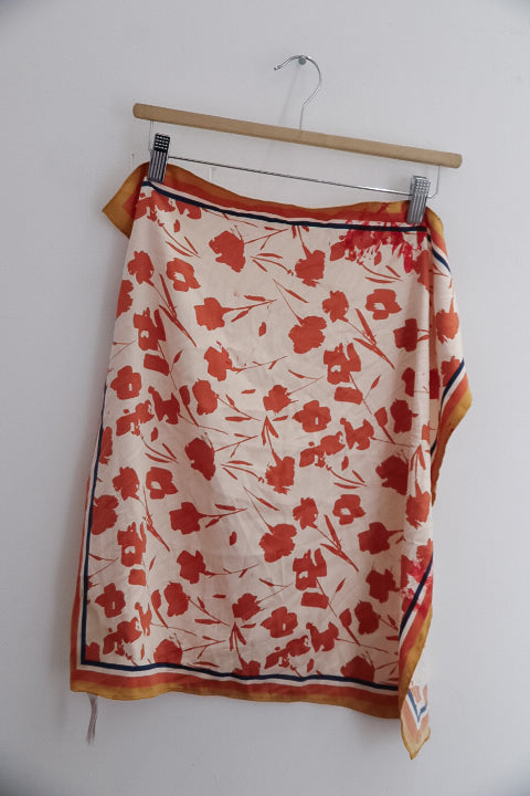 Vintage brown floral print scarf