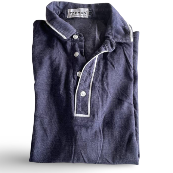 Vintage men's Navy blue Topman regular fit Polo Shirt in M| L28 W17| SKU 5382