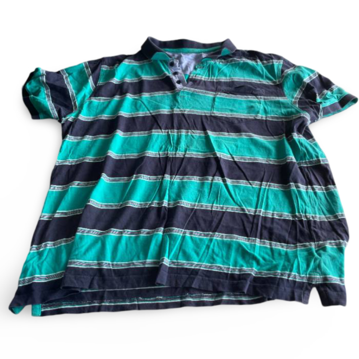 Vintage men's regular blue multi Stripe Polo short shirt in 2XL| L29W22| SKU 5384