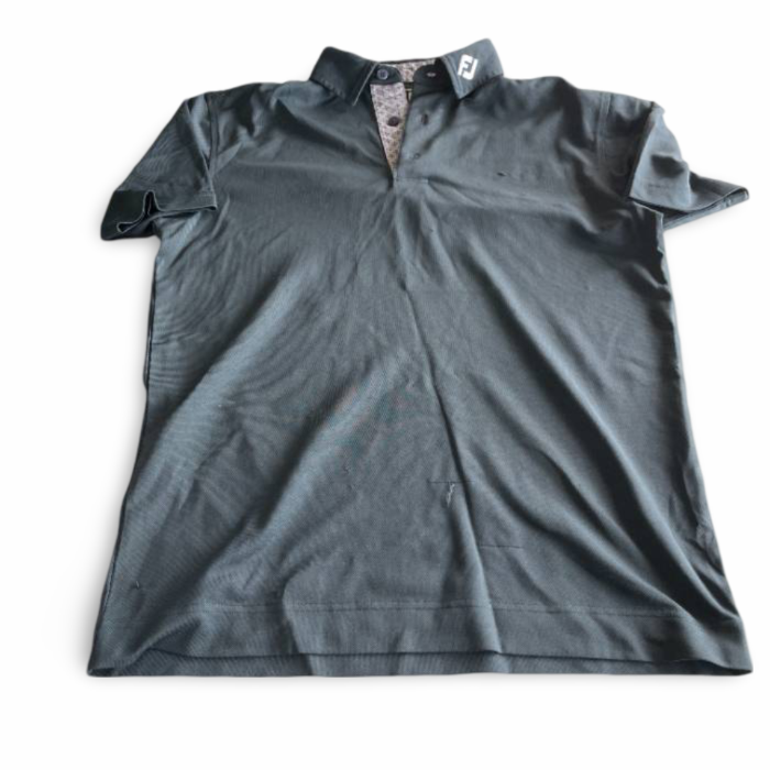 Vintage Athletic fit Polyester Polo FootJoy blue Golf Shirts for Men in M| L29W20| SKU 5385