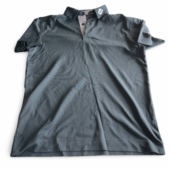 Vintage Athletic fit Polyester Polo FootJoy blue Golf Shirts for Men in M| L29W20| SKU 5385