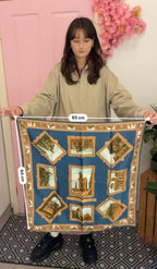 Vintage St Marino blue silk scarf