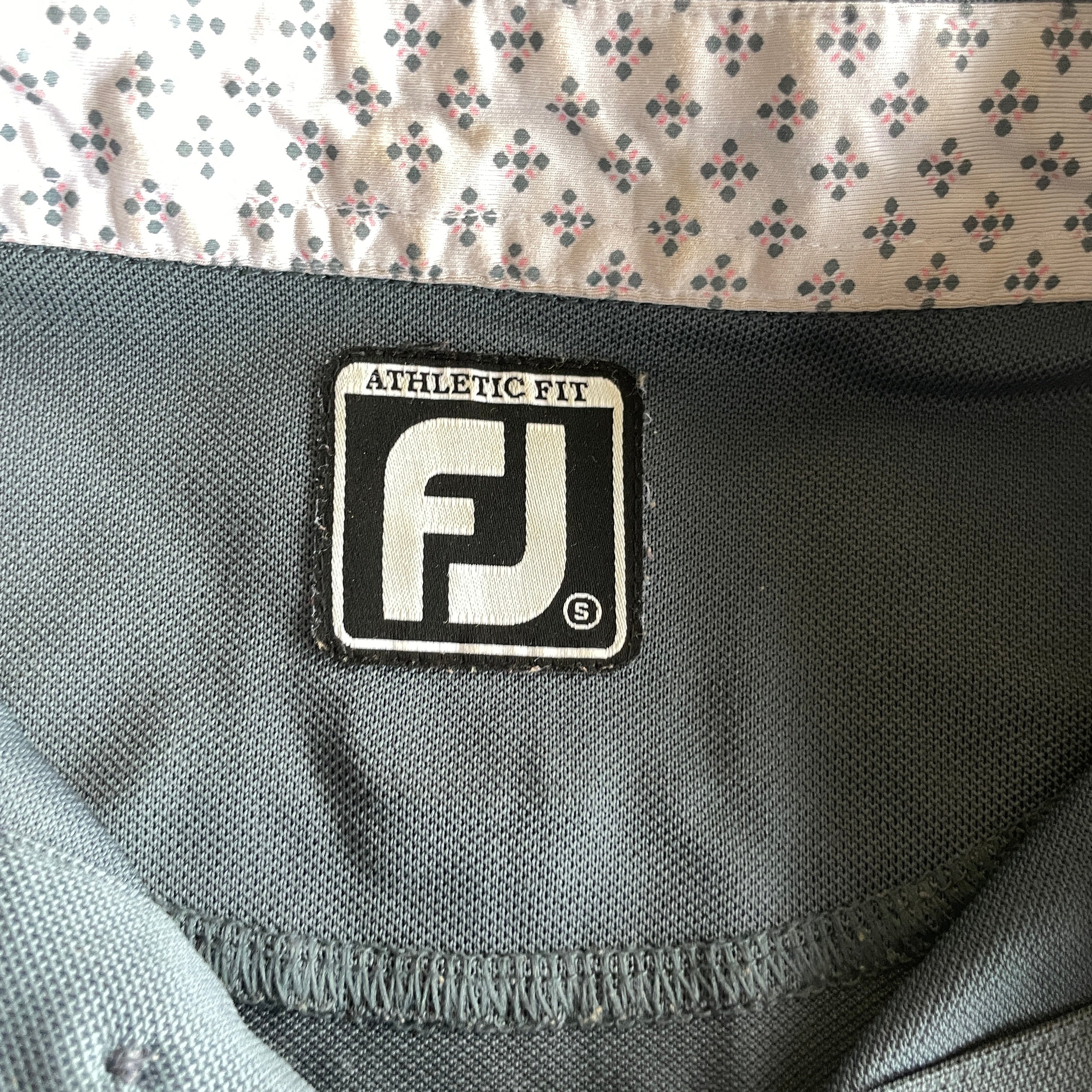 Vintage Athletic fit Polyester Polo FootJoy blue Golf Shirts for Men in M| L29W20| SKU 5385