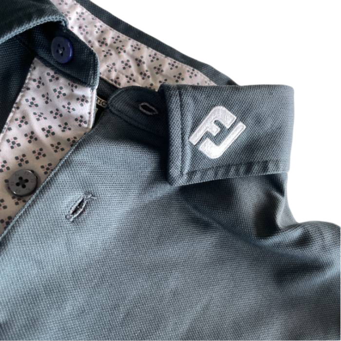 Vintage Athletic fit Polyester Polo FootJoy blue Golf Shirts for Men in M| L29W20| SKU 5385