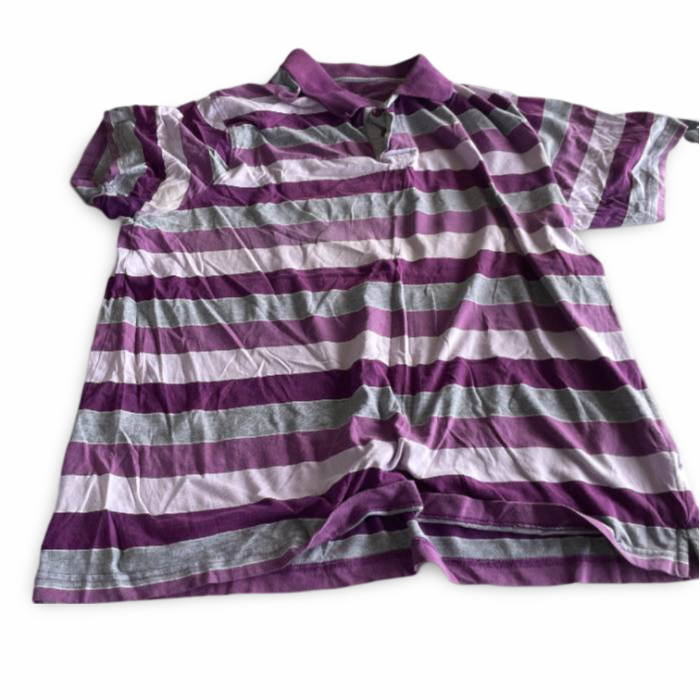 Vintage Mens Purple Striped Cotton Polo Size XL Collared Button| L29W22|SKU 5386