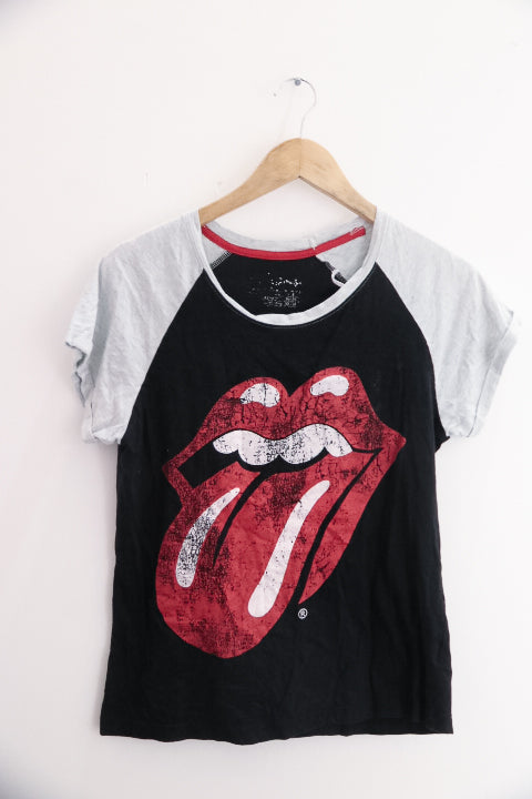 Vintage rolling stones black and white color block large tees