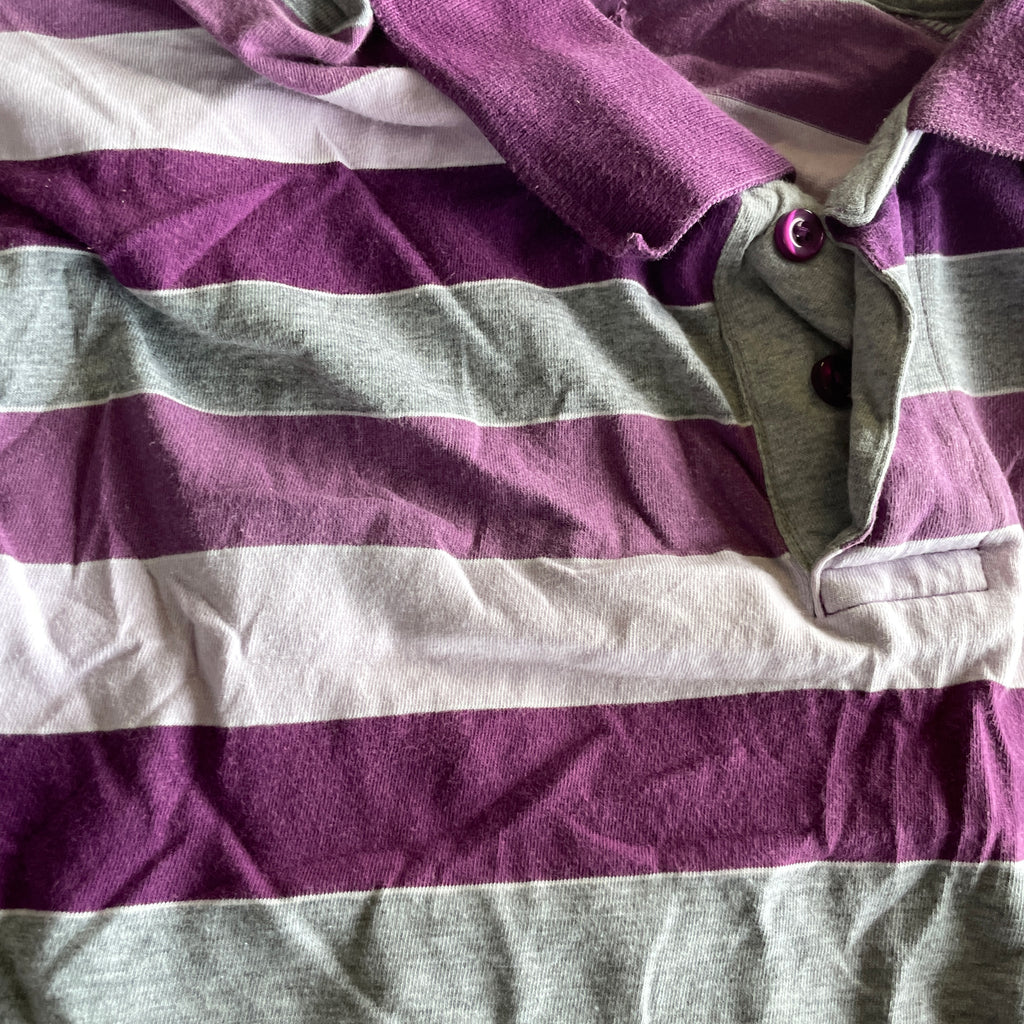 Vintage Mens Purple Striped Cotton Polo Size XL Collared Button| L29W22|SKU 5386