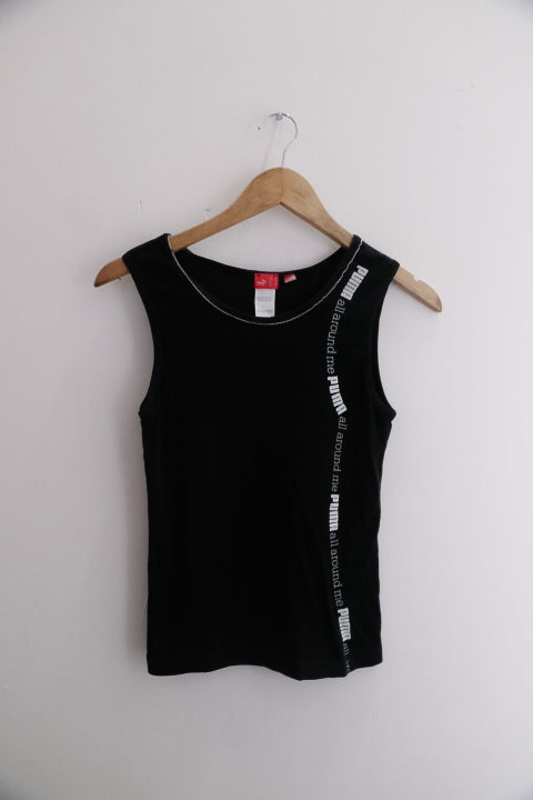 Vintage Puma all around me print black medium tank top