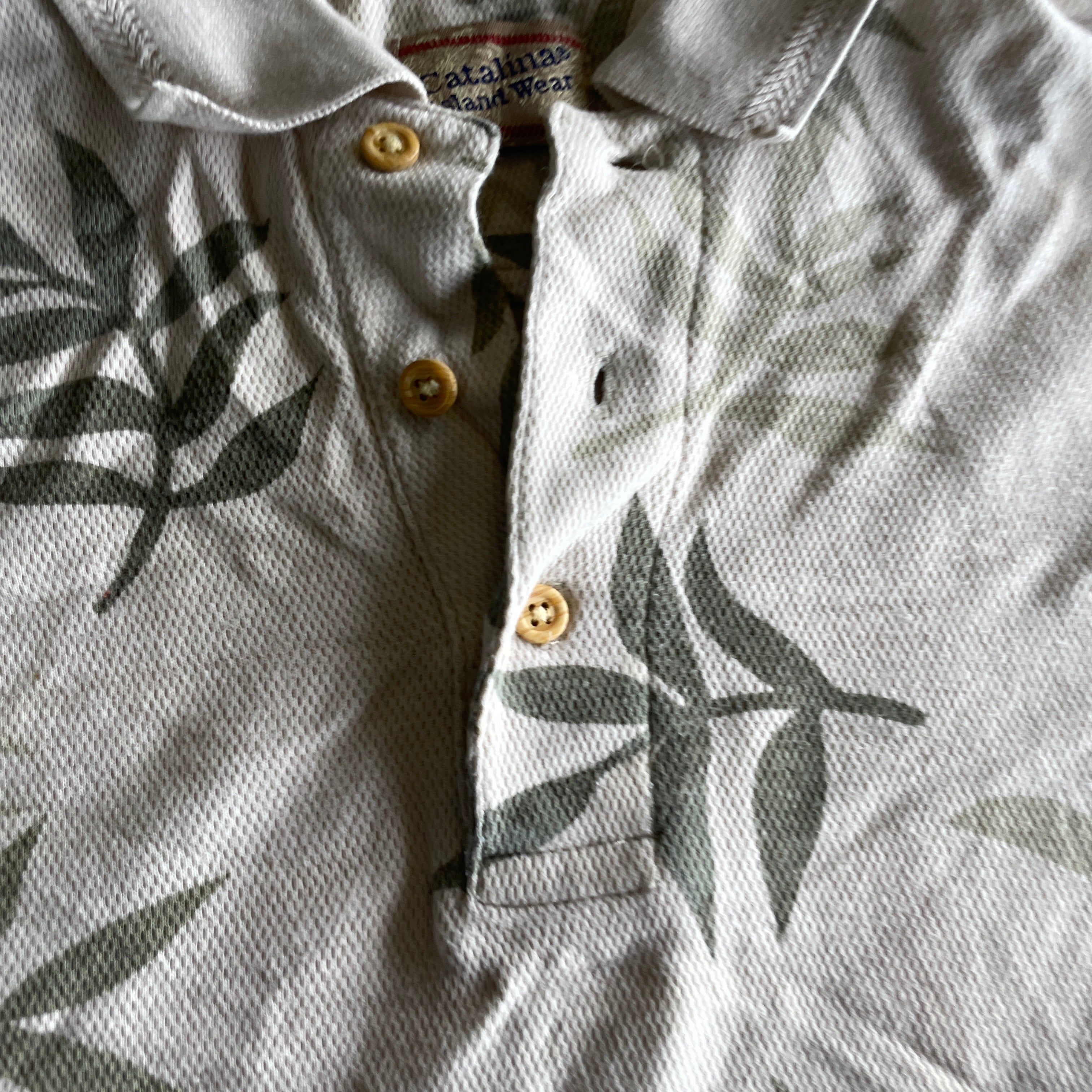 Vintage Catalina Island Wear Men's Shirt Yellow Polo Aloha Golf Casual Short Sleeve L|L29 W20|SKU 5387