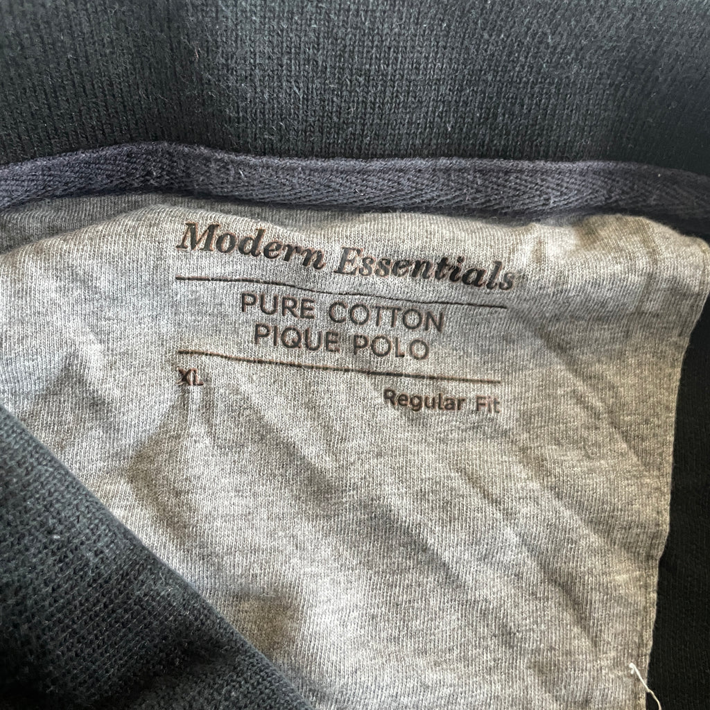 Vintage M&S Men's Navy Pure cotton pique Polo-shirts in XL|L31W19|SKU 5388