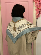 Vintage Hand made in italy blue silk scarf