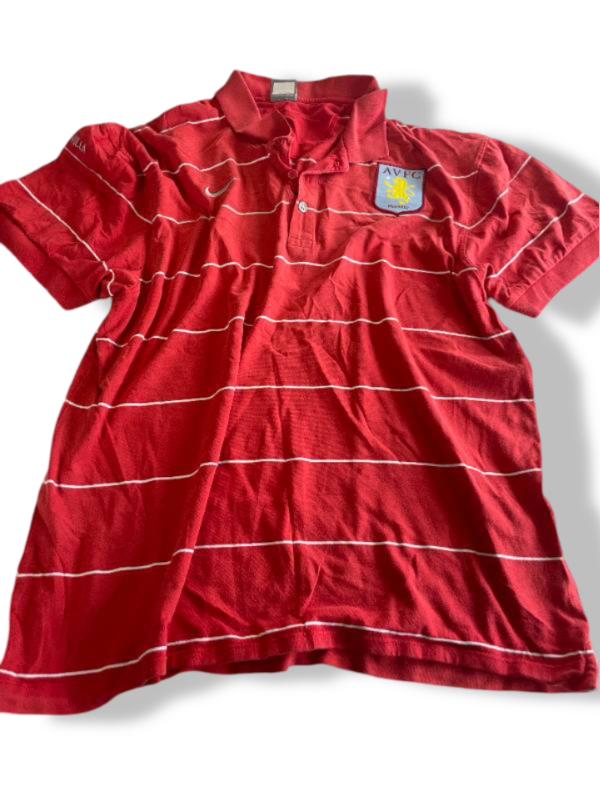 Vintage men's Nike Aston Villa 2008-09 Red Training Kit Polo in XL| L28 W20|SKU 5390