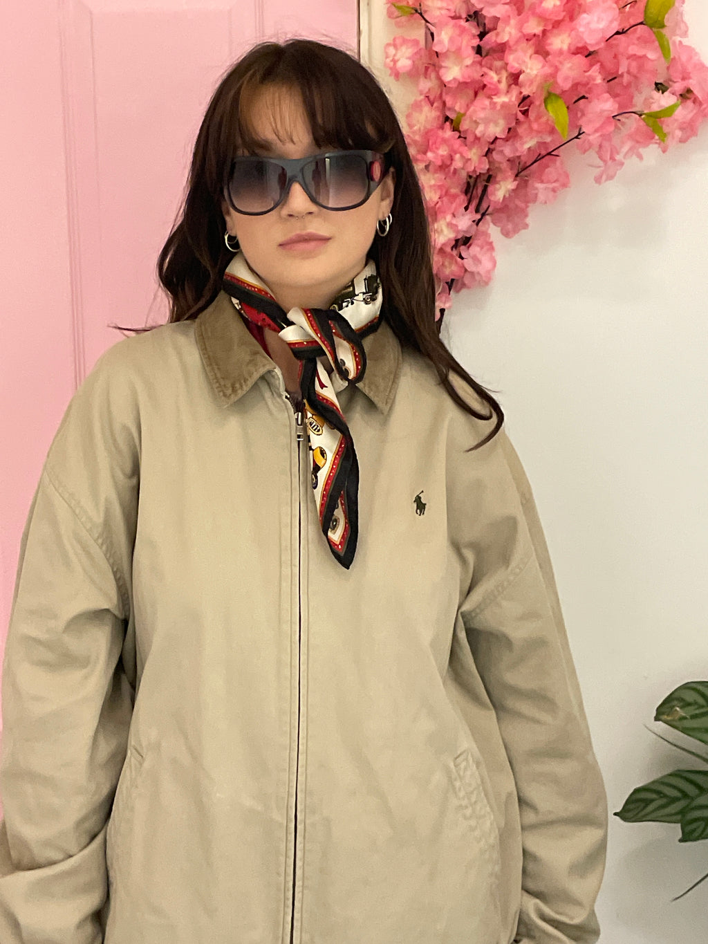 Vintage Hand made in italy cream silk scarf