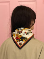 Vintage Hand made in italy cream silk scarf