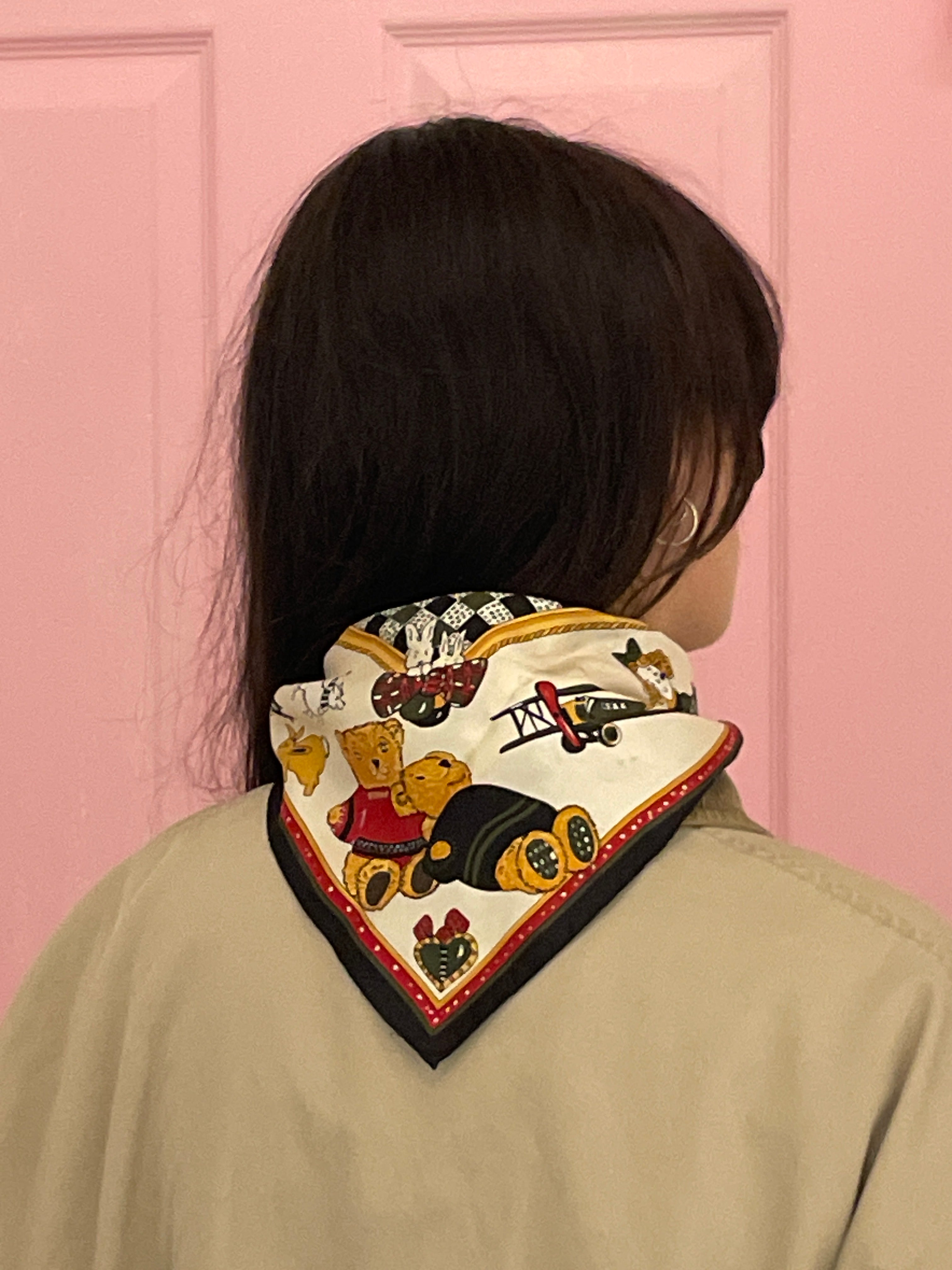 Vintage Hand made in italy cream silk scarf