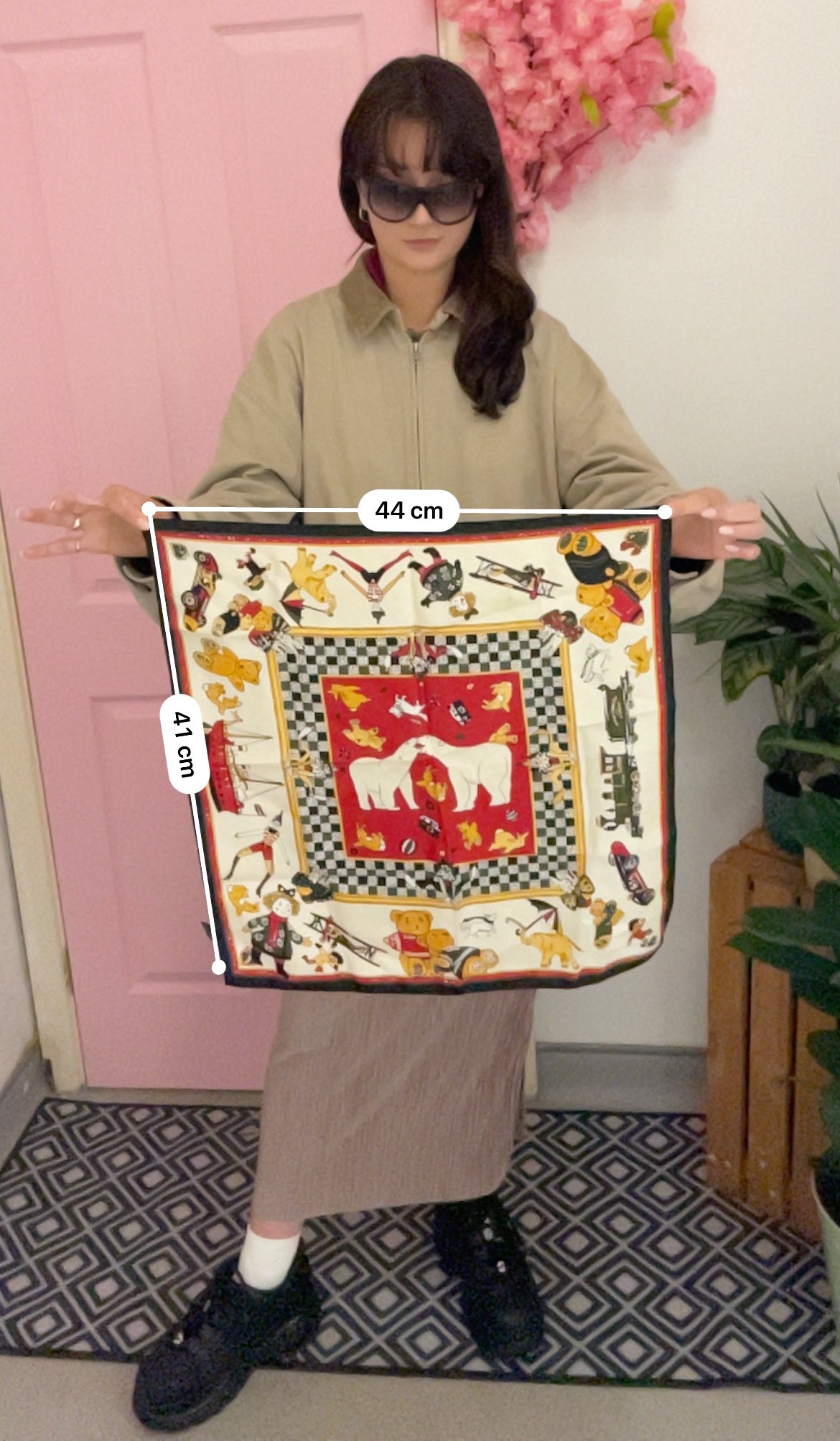 Vintage Hand made in italy cream silk scarf