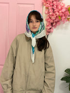 Vintage floral patterned white scarf