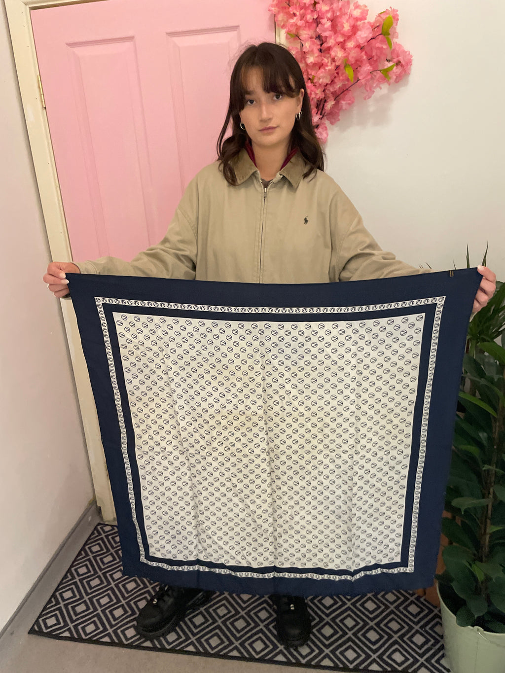 Vintage blue valentino silk scarf