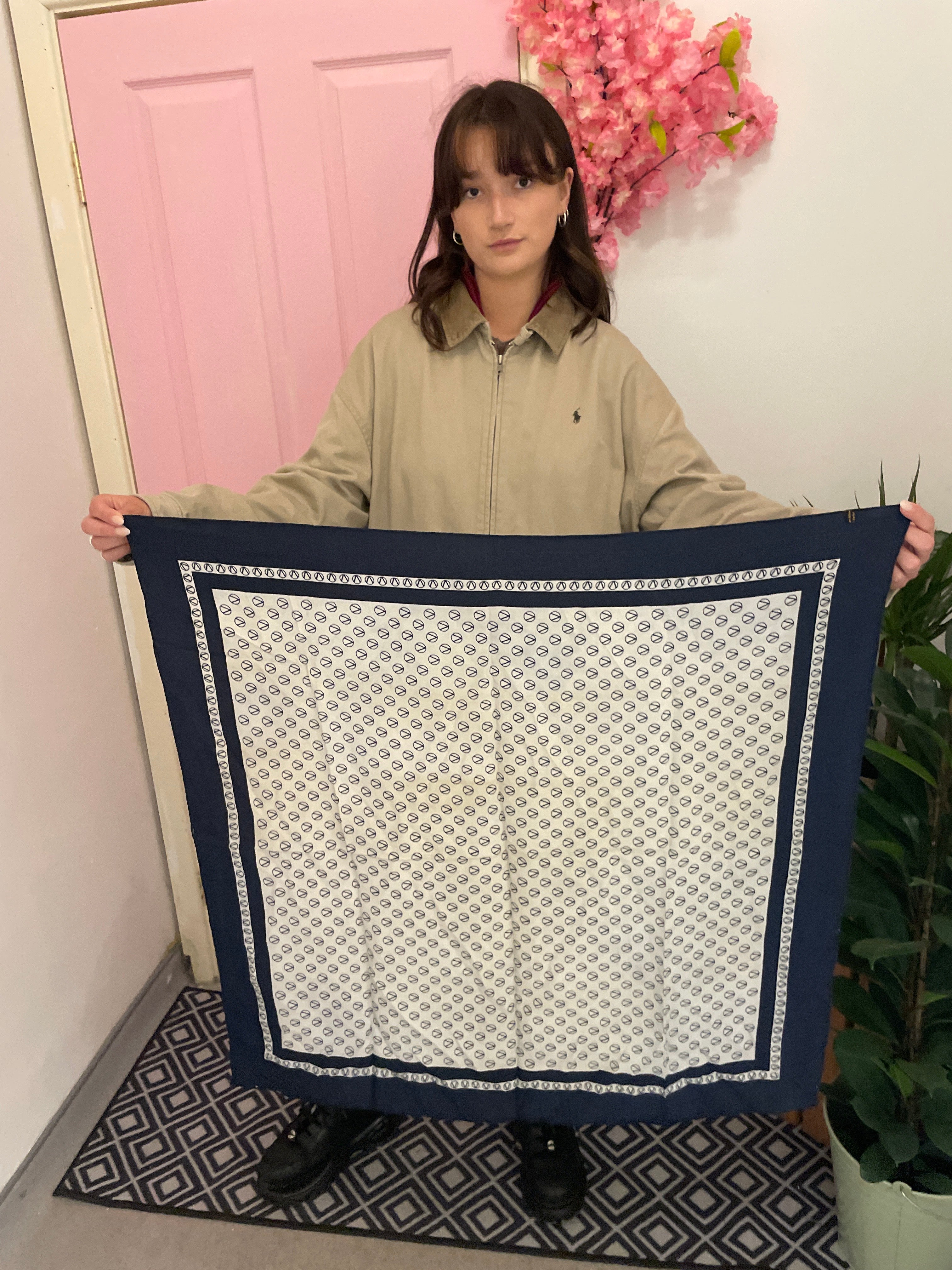 Vintage blue valentino silk scarf