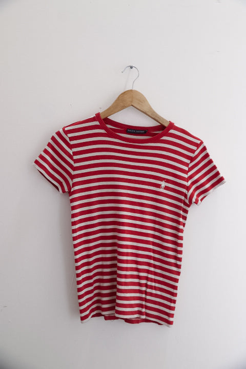 Vintage Ralph lauren red and white stripe medium tees