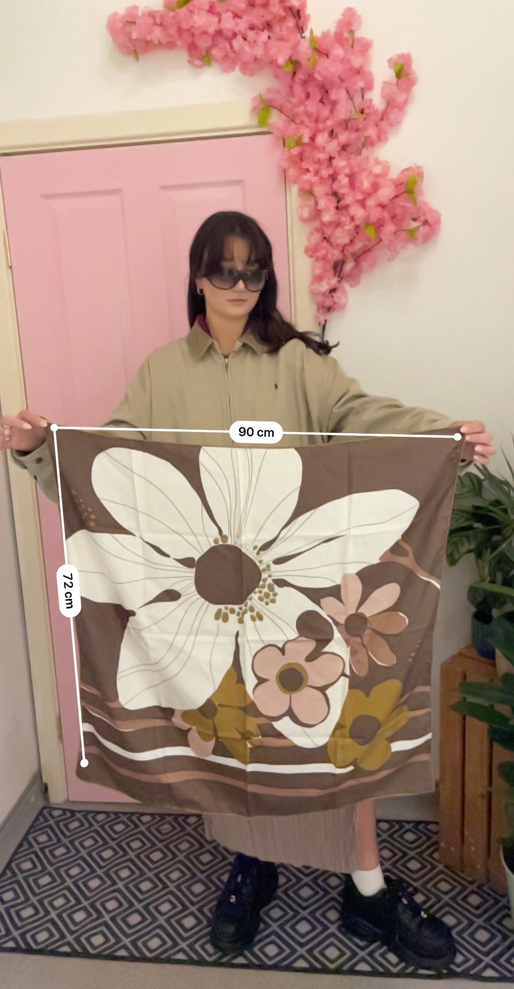 Vintage made in italy brown silk scarf