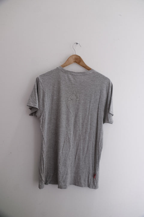 Vintage train hard never quit printed grey small tees