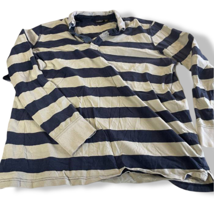 Vintage  livergy rugby shirt in white and navy size  M| L28 W21| SKU 5396