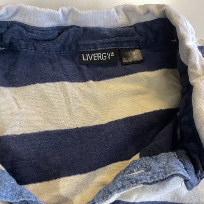 Vintage  livergy rugby shirt in white and navy size  M| L28 W21| SKU 5396
