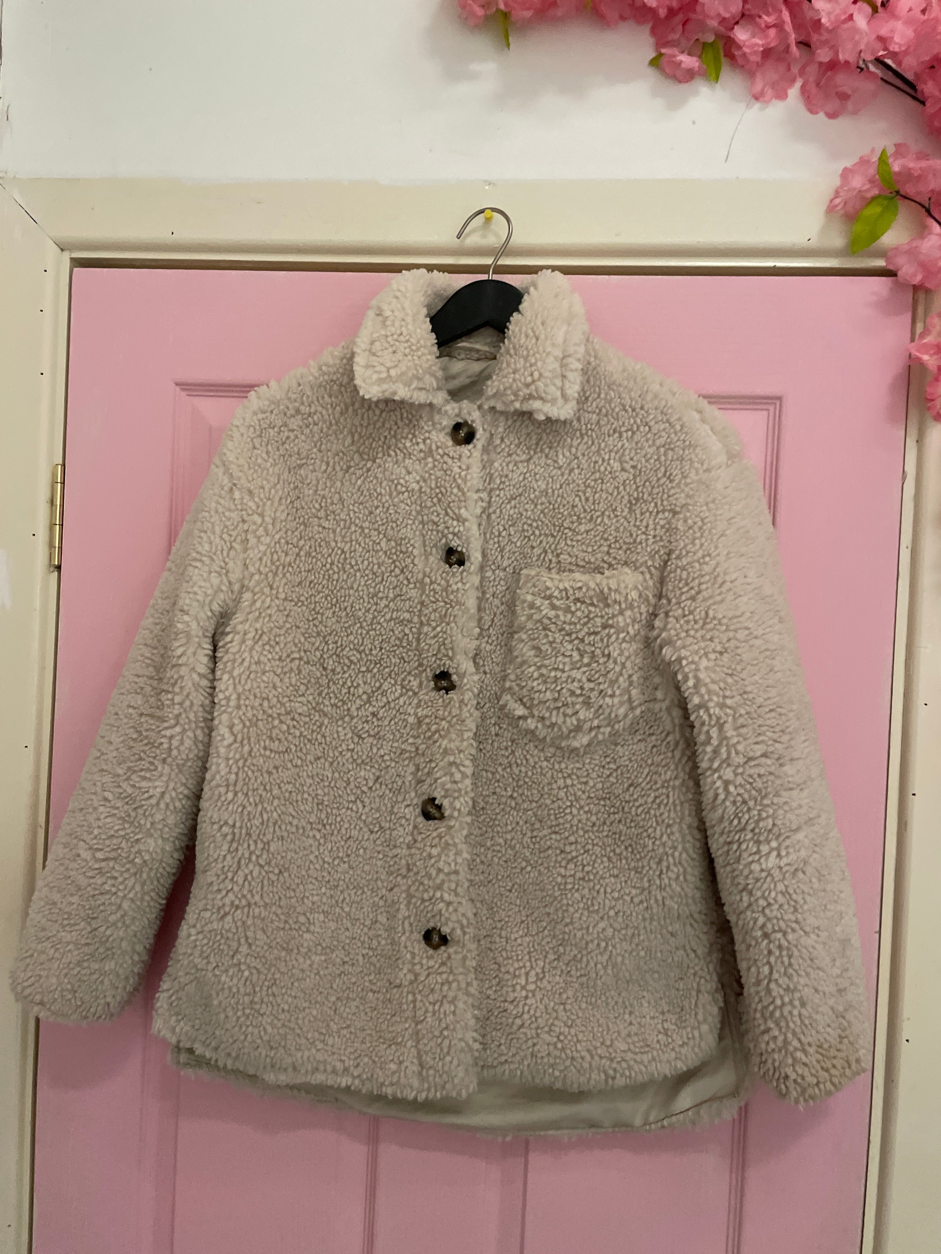 Vintage faux fur cream blazers coat jacket