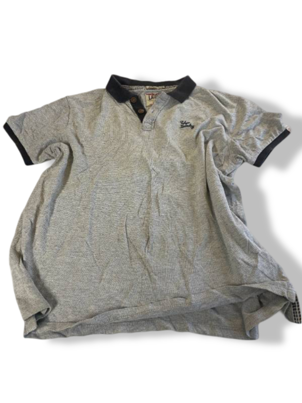 Vintage Mens Debenhams GO-TO-K-YO grey Polo Shirt in XL| L28 W22| SKU 5399