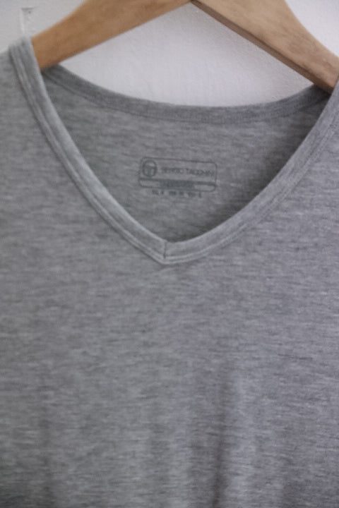 Vintage Grey Large Sergio Tacchini mens V-neck plain tees