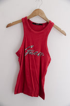 Vintage Guess Los Angeles printed red tank top XS