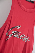 Vintage Guess Los Angeles printed red tank top XS