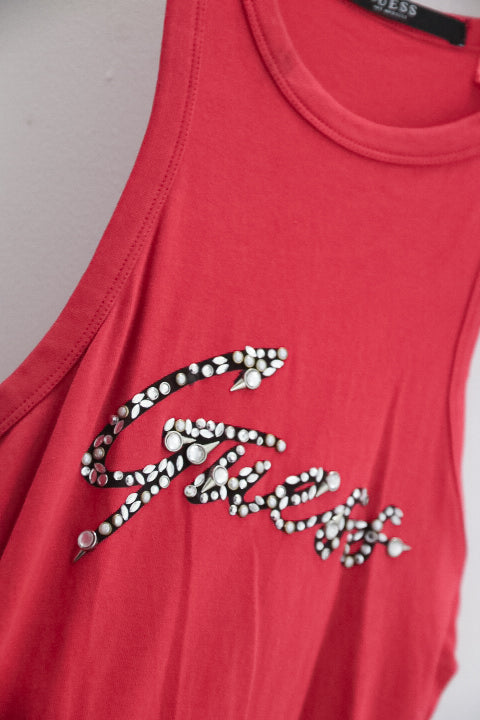 Vintage Guess Los Angeles printed red tank top XS