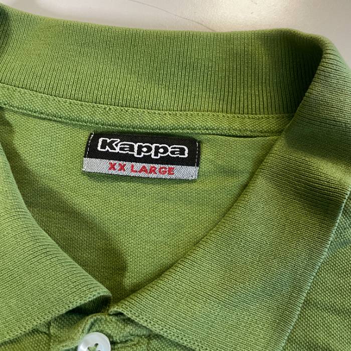 Vintage men's oversize KAPPA Size  XXL Polo Shirt green 90s| L32 W23| SKU 5404