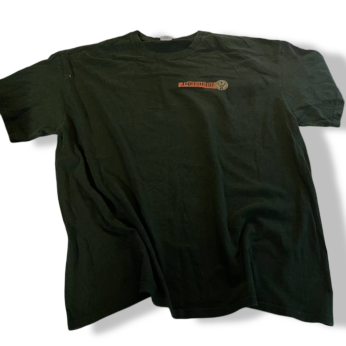 Vintage men's dark green Gildan heavy cotton tees in XL By Jagermeister Asia Tour|L29W18|SKU 5407