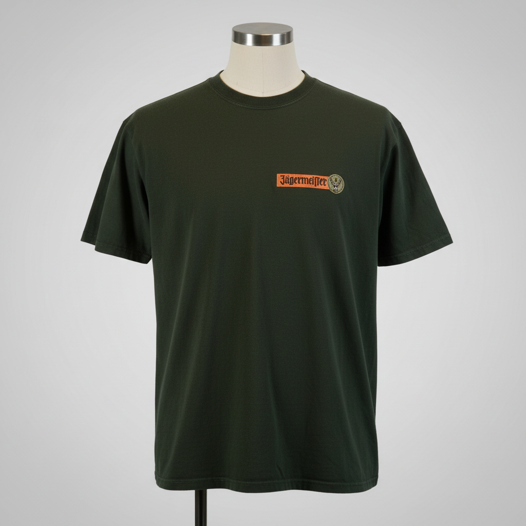 Vintage men's dark green Gildan heavy cotton tees in XL By Jagermeister Asia Tour|L29W18|SKU 5407