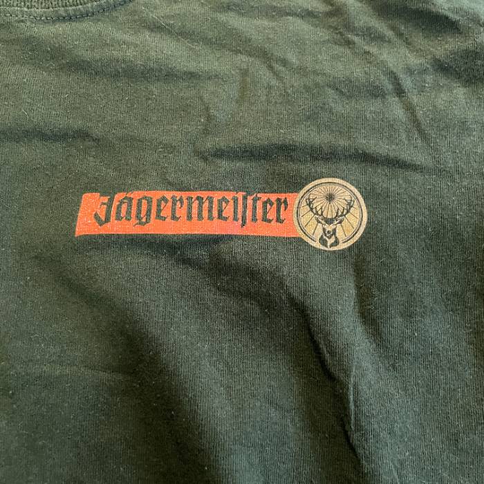 Vintage men's dark green Gildan heavy cotton tees in XL By Jagermeister Asia Tour|L29W18|SKU 5407