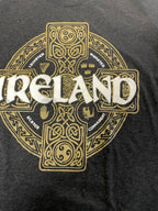 Vintage women's  Cara Celtic Cross Circle grey T-Shirt in S|L26 W17| SKU 5410