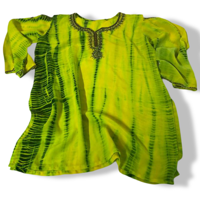 Vintage women Ethnic 70s Green Black Psychedelic Cotton Embroidered Hippie Style festive top in M|L26W18|SKU 5411