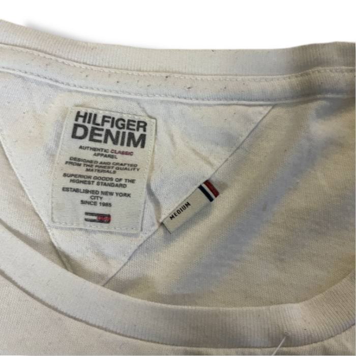 Vintage Tommy Hilfiger white denim graphics women's tees in M|L26W16|SKU 5412