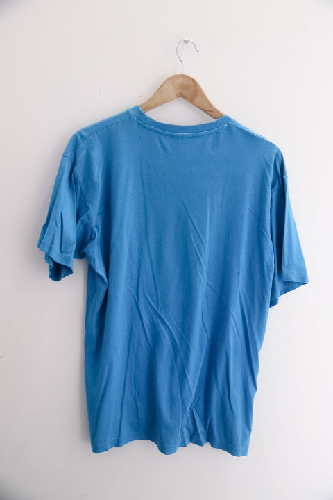 Vintage Blue Puma Big Logo Print mens medium T-Shirt