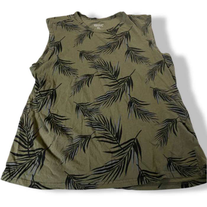 Vintage Xmail men's green floral print Overdyed Printed  Camo tank Top in XL|L27W19|SKU 5414