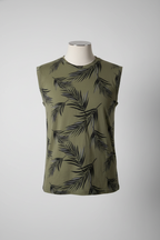 Vintage Xmail men's green floral print Overdyed Printed  Camo tank Top in XL|L27W19|SKU 5414