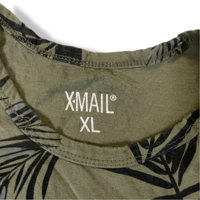 Vintage Xmail men's green floral print Overdyed Printed  Camo tank Top in XL|L27W19|SKU 5414