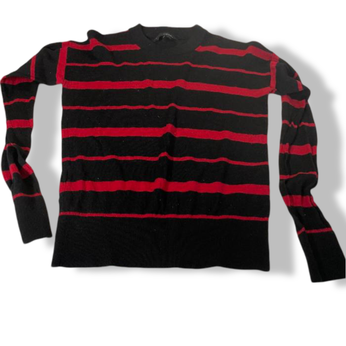 Vintage The Kooples Women's Black stripe Jumper in XS|L21W16| SKU 5415