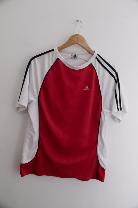 Vintage Adidas color block red and white training medium mens tees