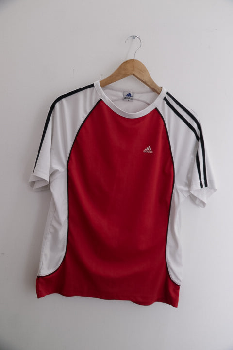 Vintage Adidas color block red and white training medium mens tees