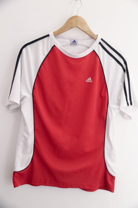Vintage Adidas color block red and white training medium mens tees