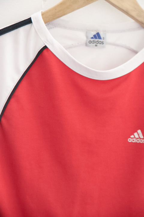 Vintage Adidas color block red and white training medium mens tees